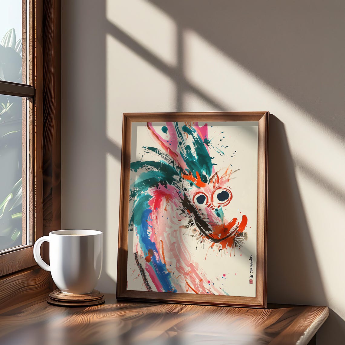 Abstract Expressionist Bird Ink Painting Colorful Splash Art Poster