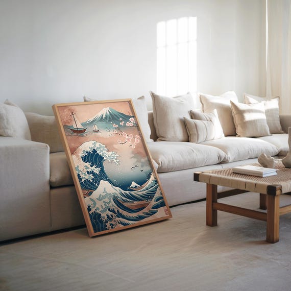 Ocean Voyage Maximalist Vaporwave Poster Mountain Pixel Art Dreamy Colors High Resolution 96dpi Seaside Extravagan