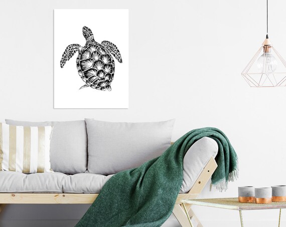 Art Prints Black And White Unique Art Prints Beach House Decor Nordic Wall Art Realistic Art Nautical Wall Art Sea Turtle Print