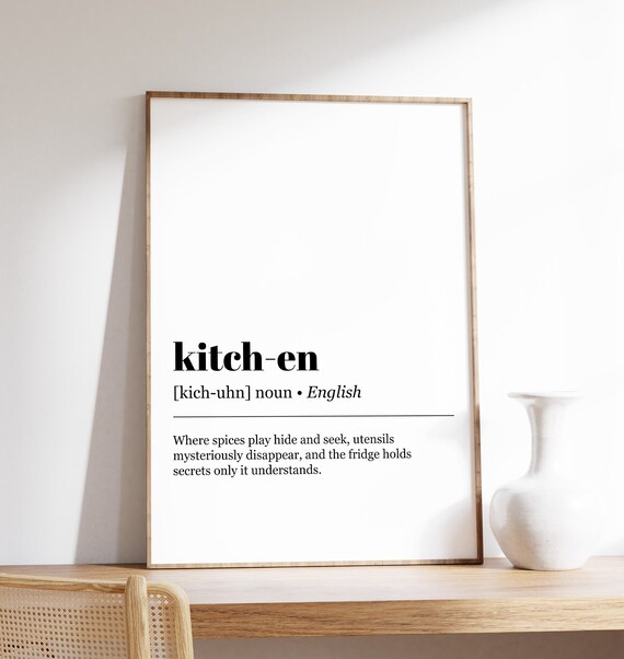 Kitch En Funny Kitchen Definition Dictionary Style Humor Wall Poster