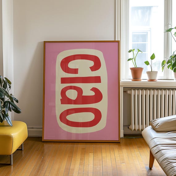 Ciao Italian Typography Print, Retro Modern Poster