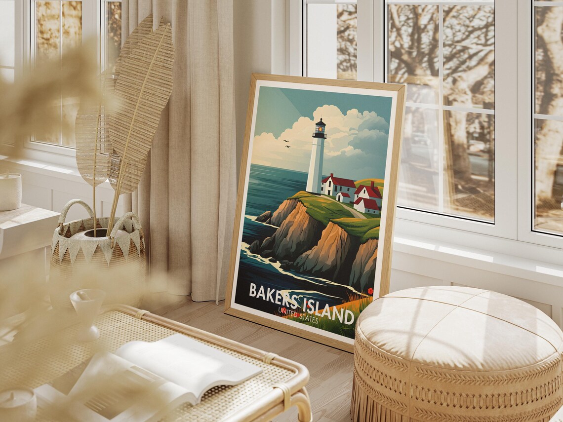 Bakers Island Lighthouse Massachusetts Coastal Travel Poster Art - Image 4