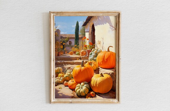 Pumpkin Harvest Courtyard Sunlit Mediterranean Autumn Poster