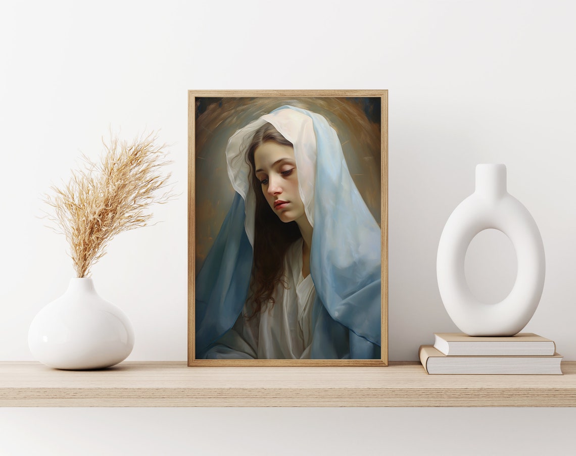 Oil Painting Of Mother Of Jesus Virgin Mary Oil Painting Bible Verse Wall Art Wall Decor Christian Wall Art Religiour Wall Art - Image 3