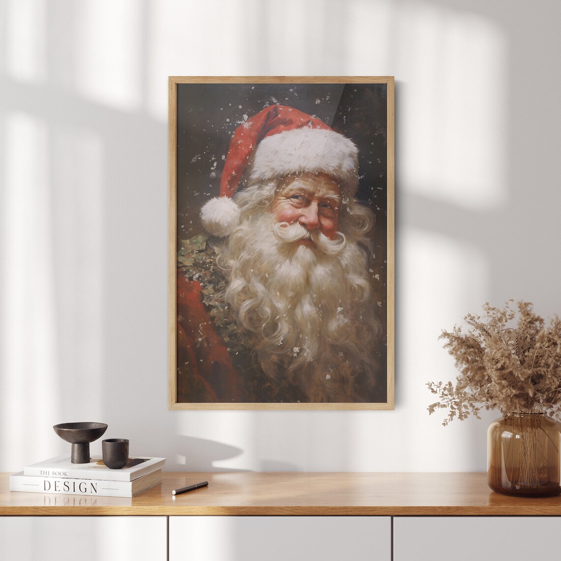 Winking Santa Claus Rosy Cheeks Vintage Christmas Portrait Poster - Image 2