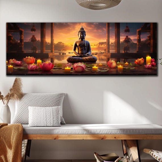 Buddha Wall Art Tempered Glass Wall Art Large Glass Wall Art Buddha Wall Decor Hindu Wall Art Panoramic Wall Art Glass Printing