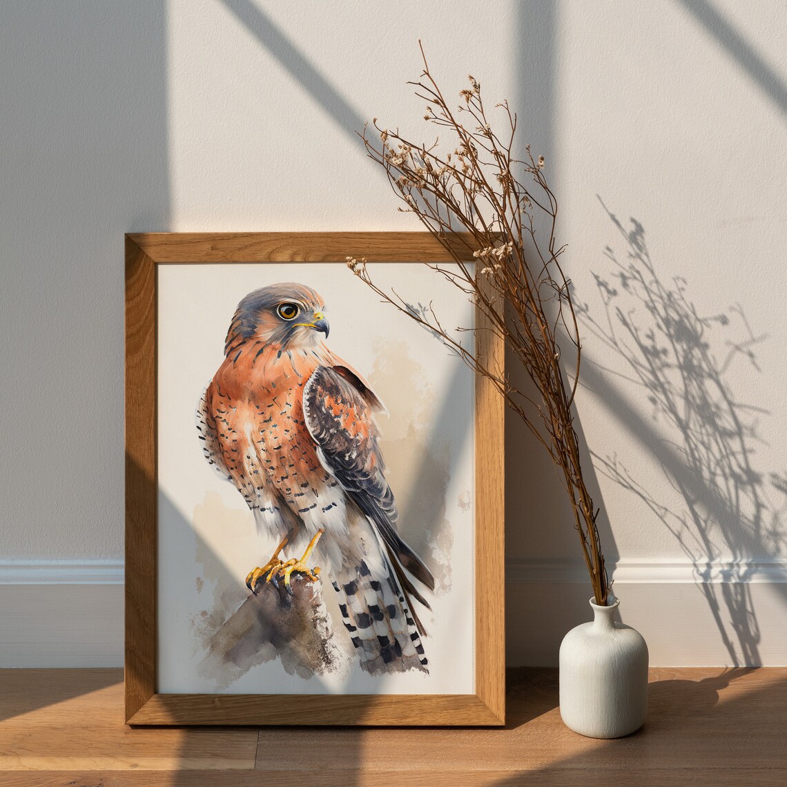 American Kestrel Falcon Watercolor Bird of Prey Painting Poster - Image 2