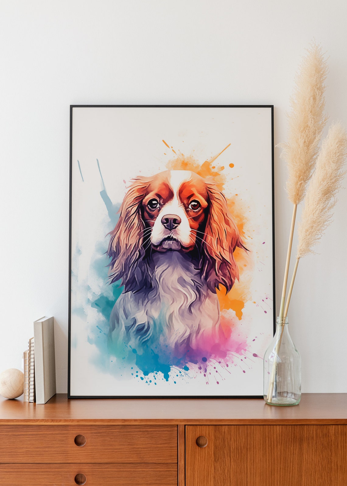 Cavalier King Charles Spaniel Watercolor Portrait Art Poster