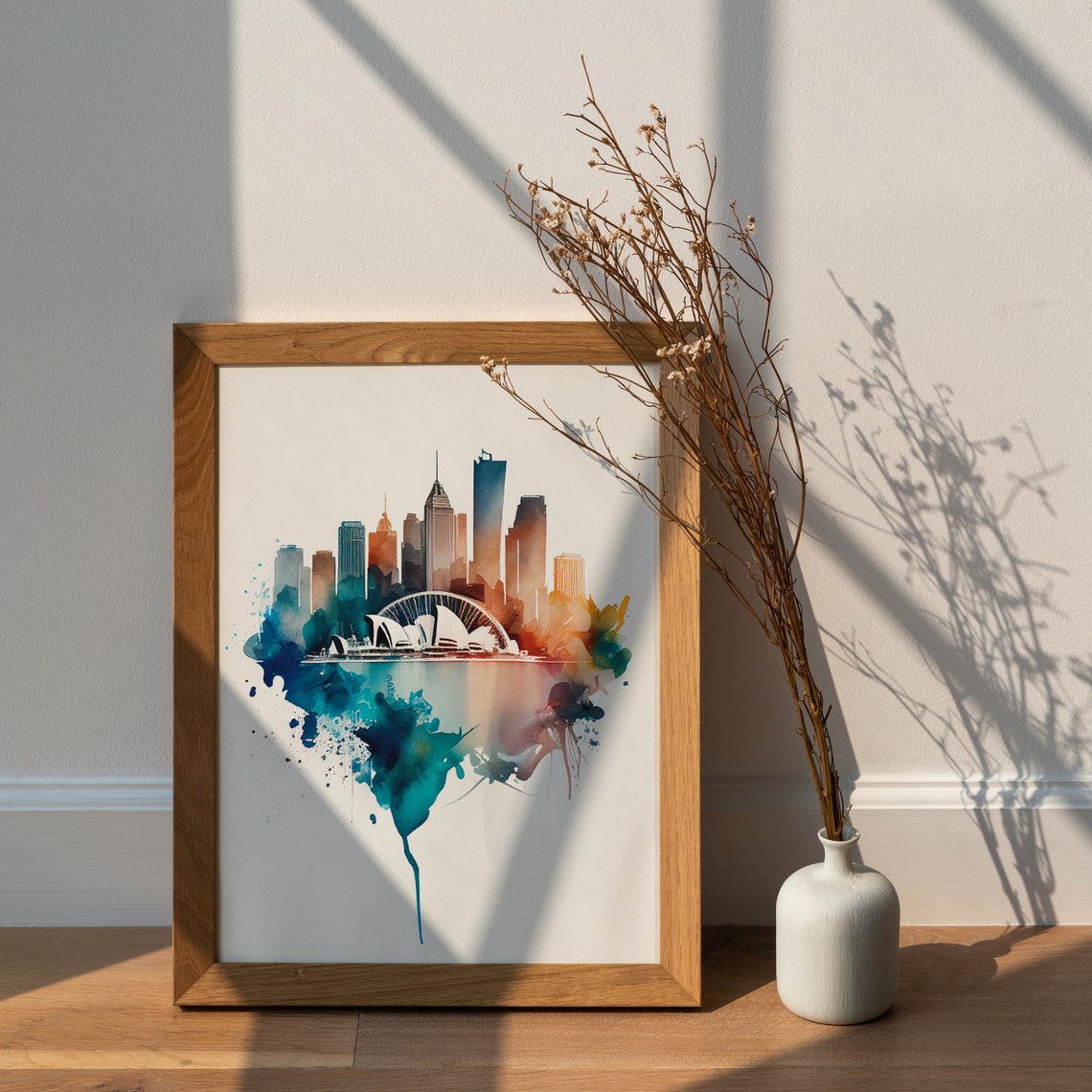 Sydney Opera House Skyline Australia Watercolor Travel Poster - Image 2