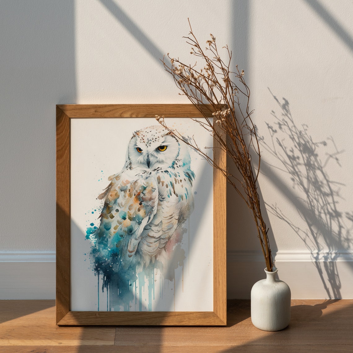 Snowy Owl Wall Art Watercolor Snowy Owl Wall Decor Airbnb Wall Art Watercolor Bird Nursery Wall Decor Animal Art Airbnb Centerpiece Bird Art - Image 3