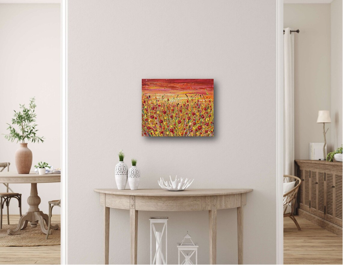 Red Poppies at Sunset, Wildflower Field Art Print - Image 2