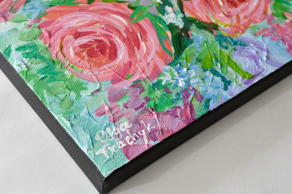 Roses Painting, Impressionist Flower Artwork - Image 2