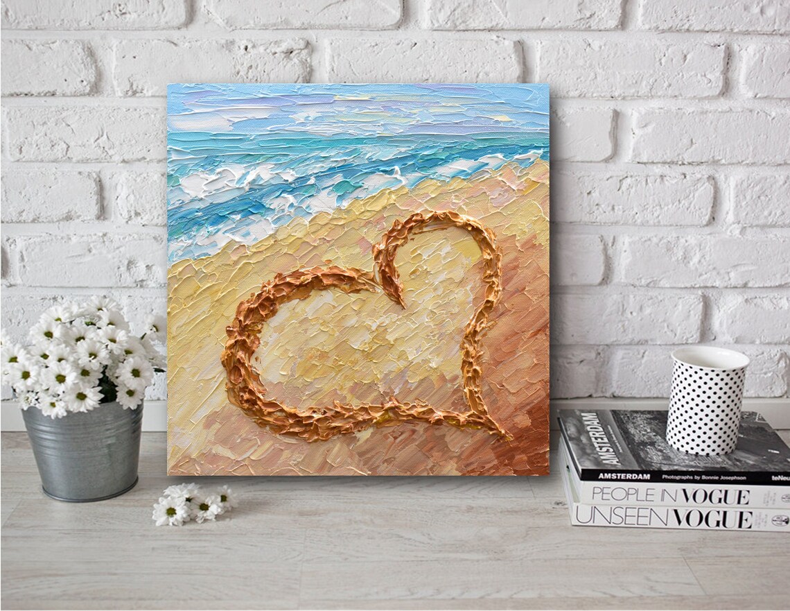 Heart On The Beach Art Print, Sandy Love Friendship - Image 3