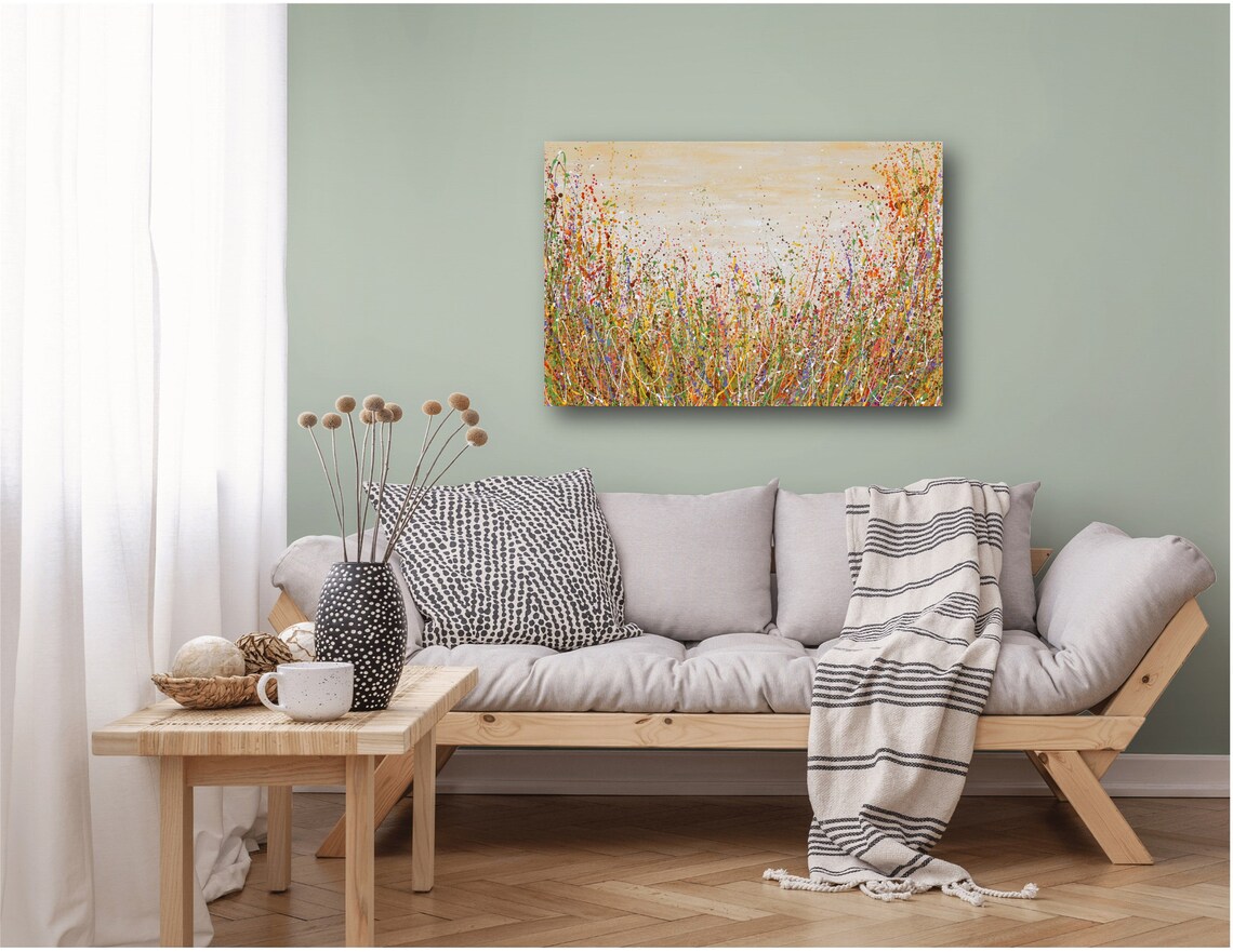 Abstract Wildflower Meadow, Splashed Paint Art Print - Image 2