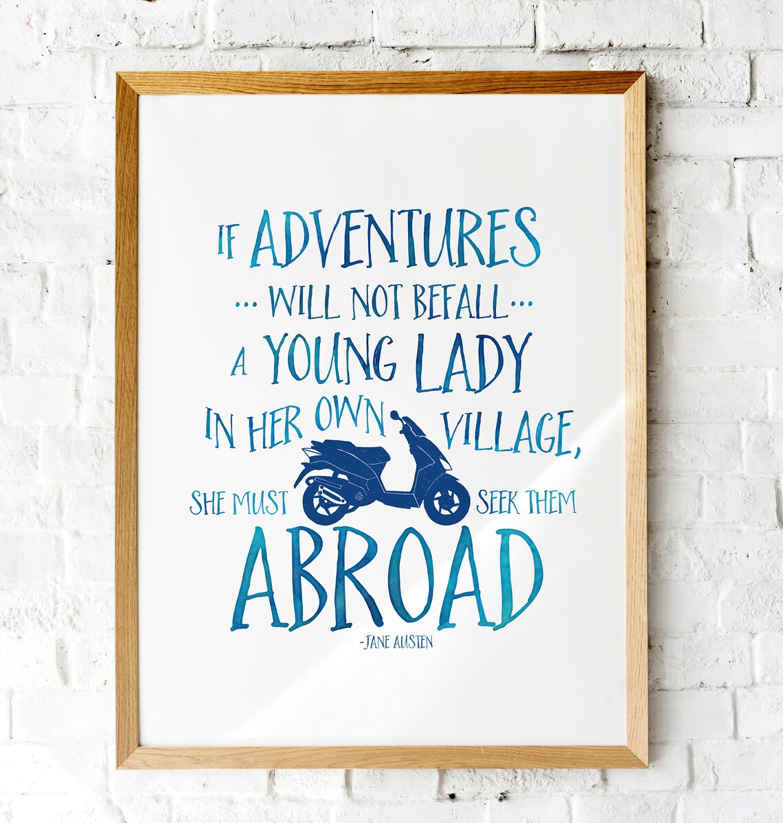 Jane Austen Seek Adventures Abroad Navy Quote Typography Poster - Image 3