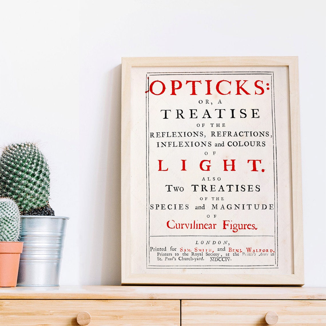 Isaac Newton Opticks 1704 First Edition Title Page Science Art Poster - Image 3