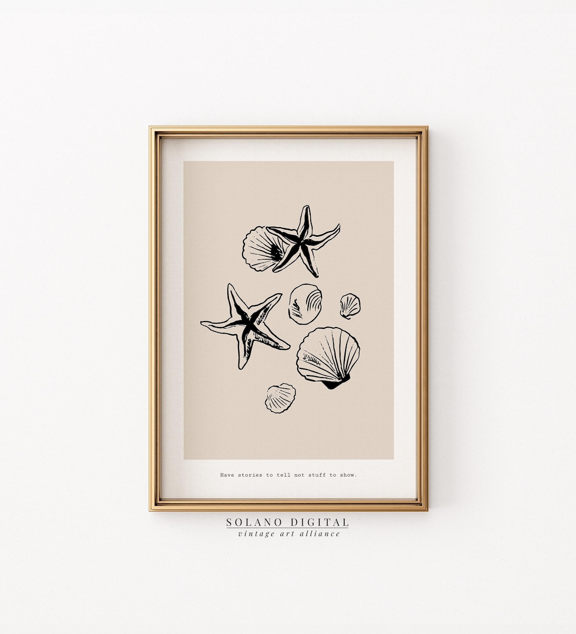 Starfish And Seashell Line Art Coastal Beach House Quote Wall Art