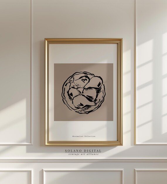 Minimalist Fruit Bowl Art Line Drawing Kitchen Wall Decor Pear Sketch Neutral Modern Food Illustration