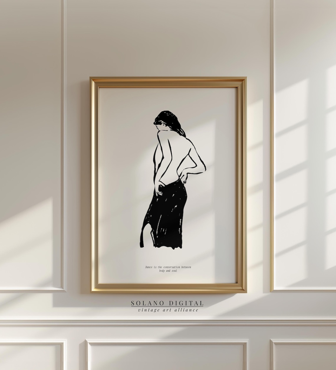 Graceful Dancer Line Art with Inspiring Body and Soul Quote Poster