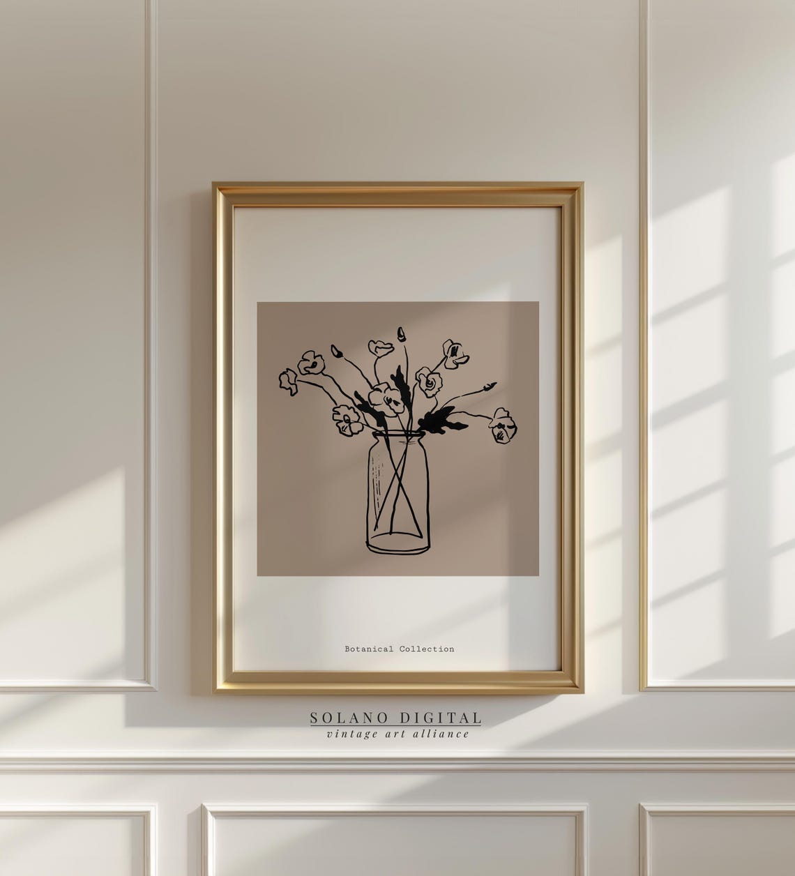 Botanical Collection Wildflower Vase Ink Line Drawing Art Poster