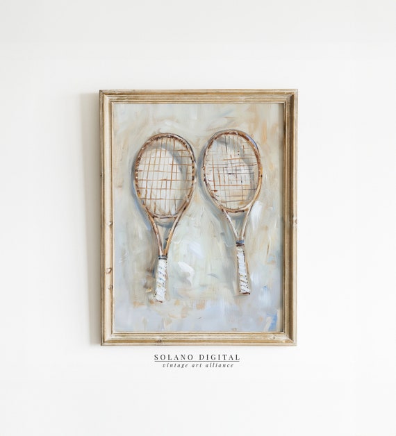 Vintage Tennis Racket Art Print, Player Gift