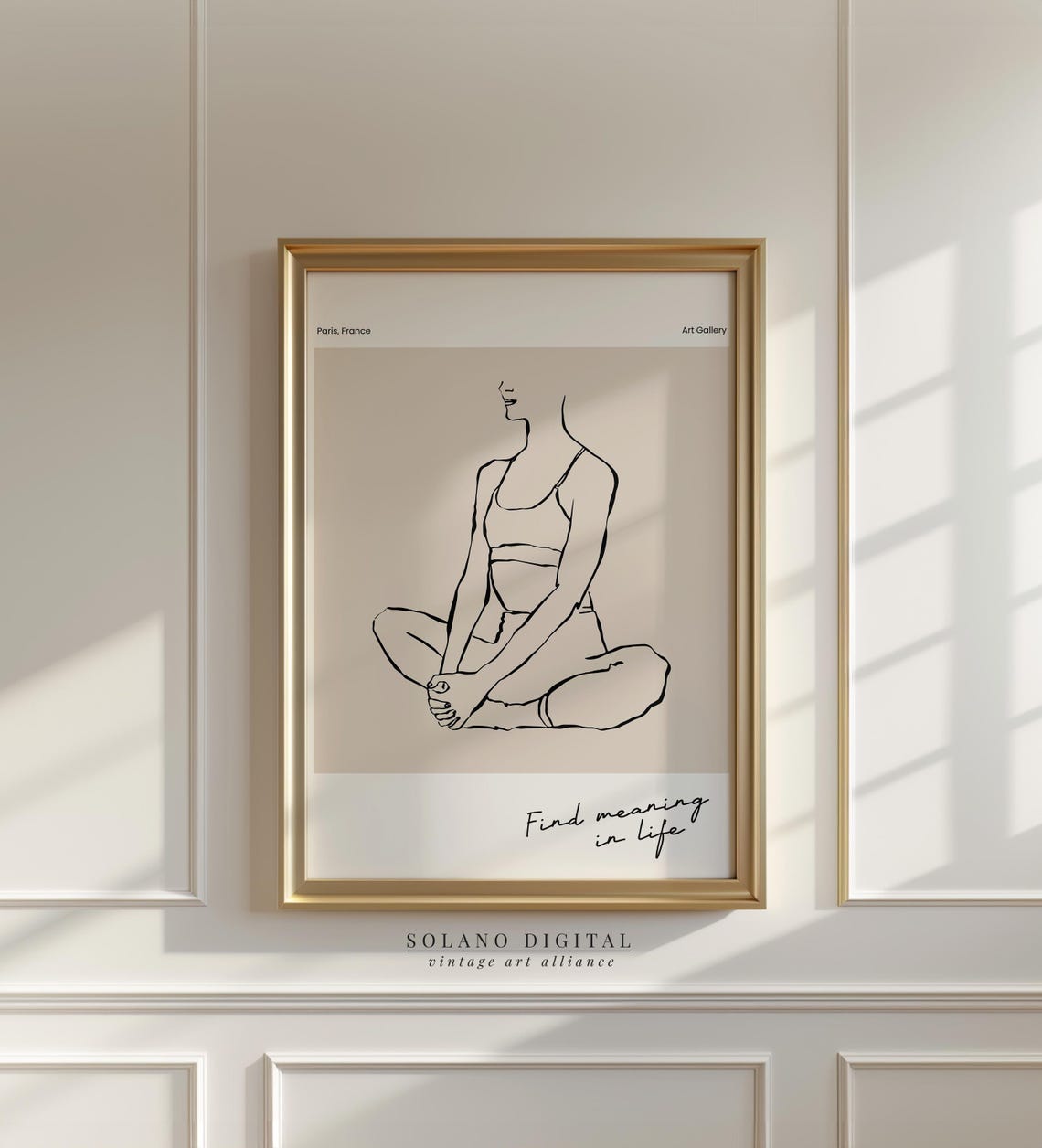 Mindfulness Yoga Wall Art Minimalist Meditation Line Drawing Calm Selfcare Modern Neutral Poster