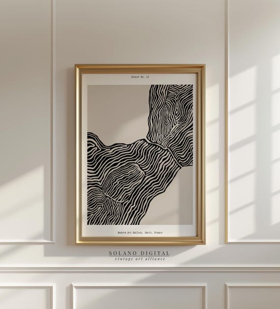 Abstract Black Line Art Organic Modern Wall Minimalist Neutral Poster From Paris Gallery