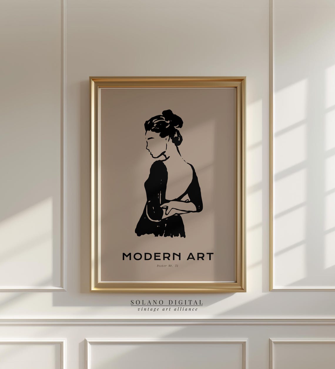 Modern Art Female Figure Ink Sketch Neutral Line Drawing Wall Art
