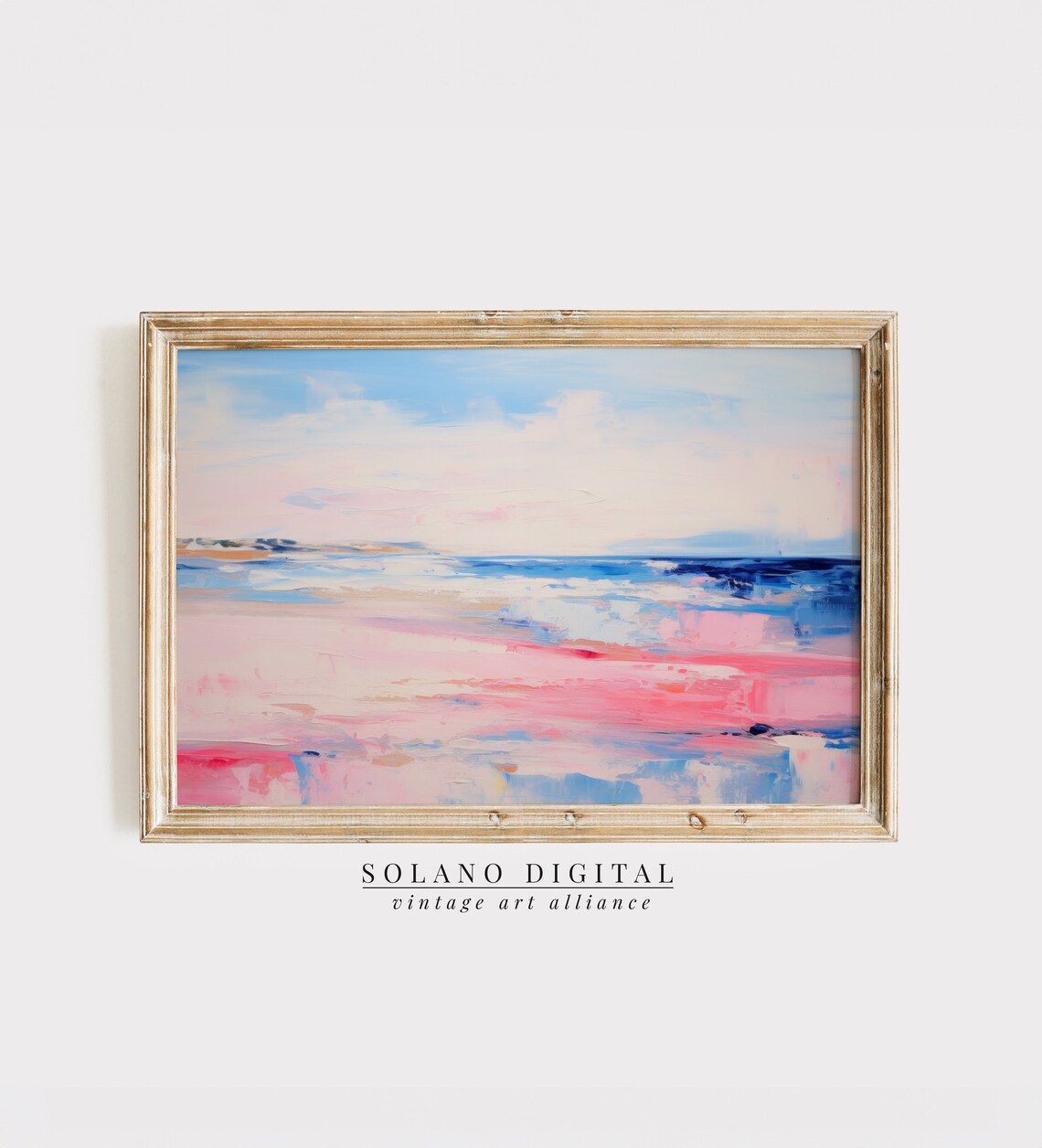 Abstract Coastal Painting, Vintage Beach Wall Art Print
