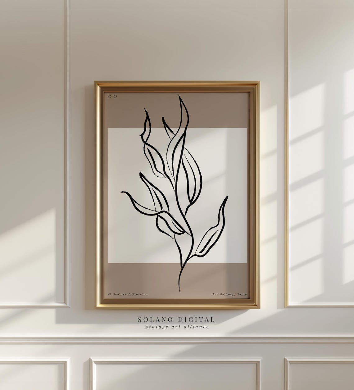 Elegant Minimalist Black Leaf Line Art Botanical Sketch Poster