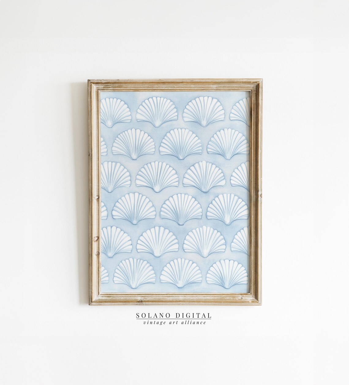 Sea Shells Pastel Blue Vintage Coastal Scallop Pattern Poster