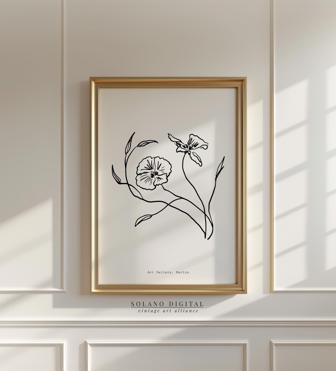 Two Blooms Botanical Line Drawing Berlin Gallery Minimalist Art Print