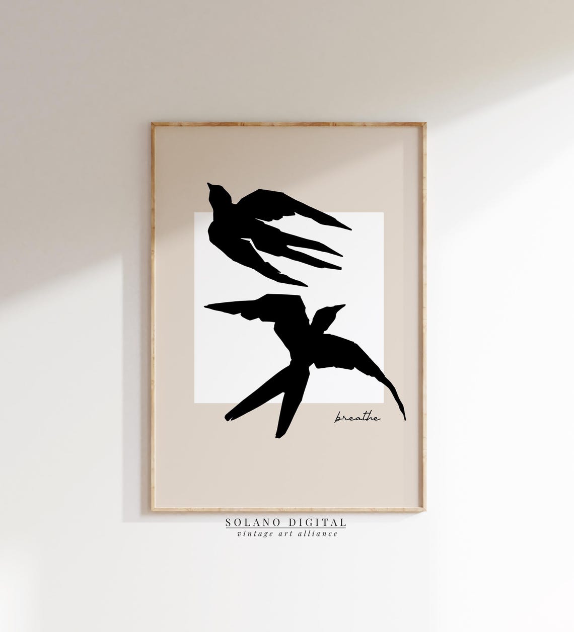 Breathe Flying Swallows Silhouette Poster Minimalist Zen Birds