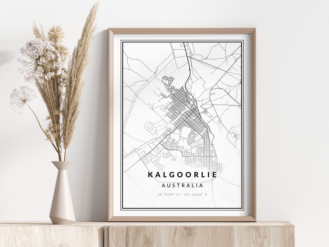 Kalgoorlie City Map Print Poster Wall Art Geographic