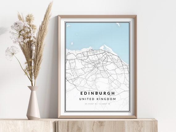 Edinburgh City Map Print Poster Wall Art Geographic