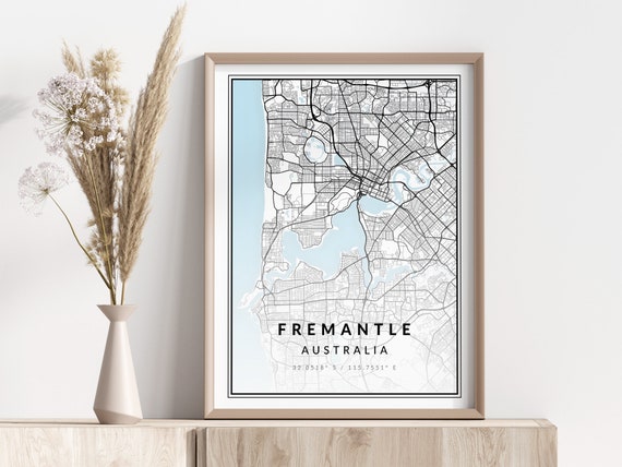 Fremantle City Map Print Poster Wall Art Geographic