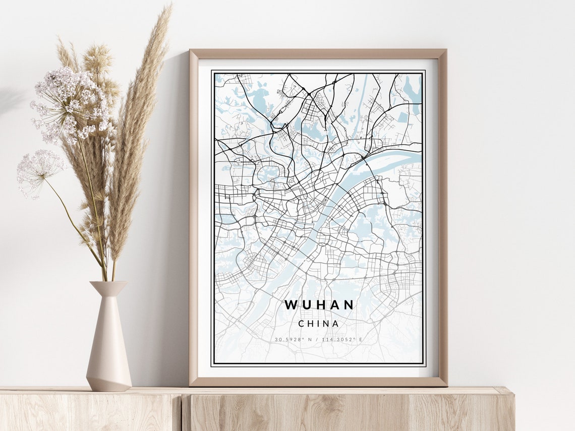 Wuhan City Map Print Poster Wall Art Geographic