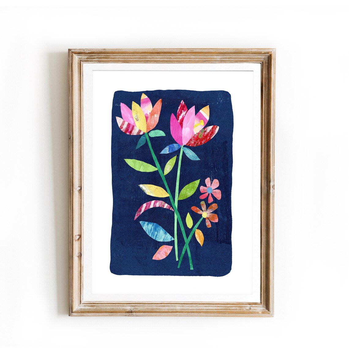 Floral Paper Collage, Botanical Nursery Decor