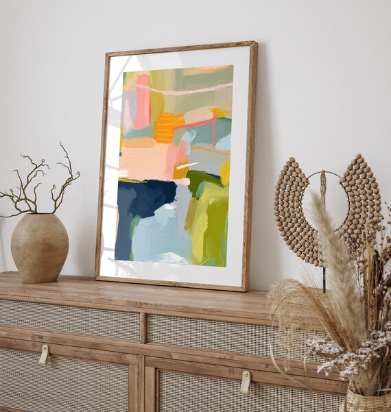 Pastel Abstract Coastal Soft Landscape Brushstroke Art Poster