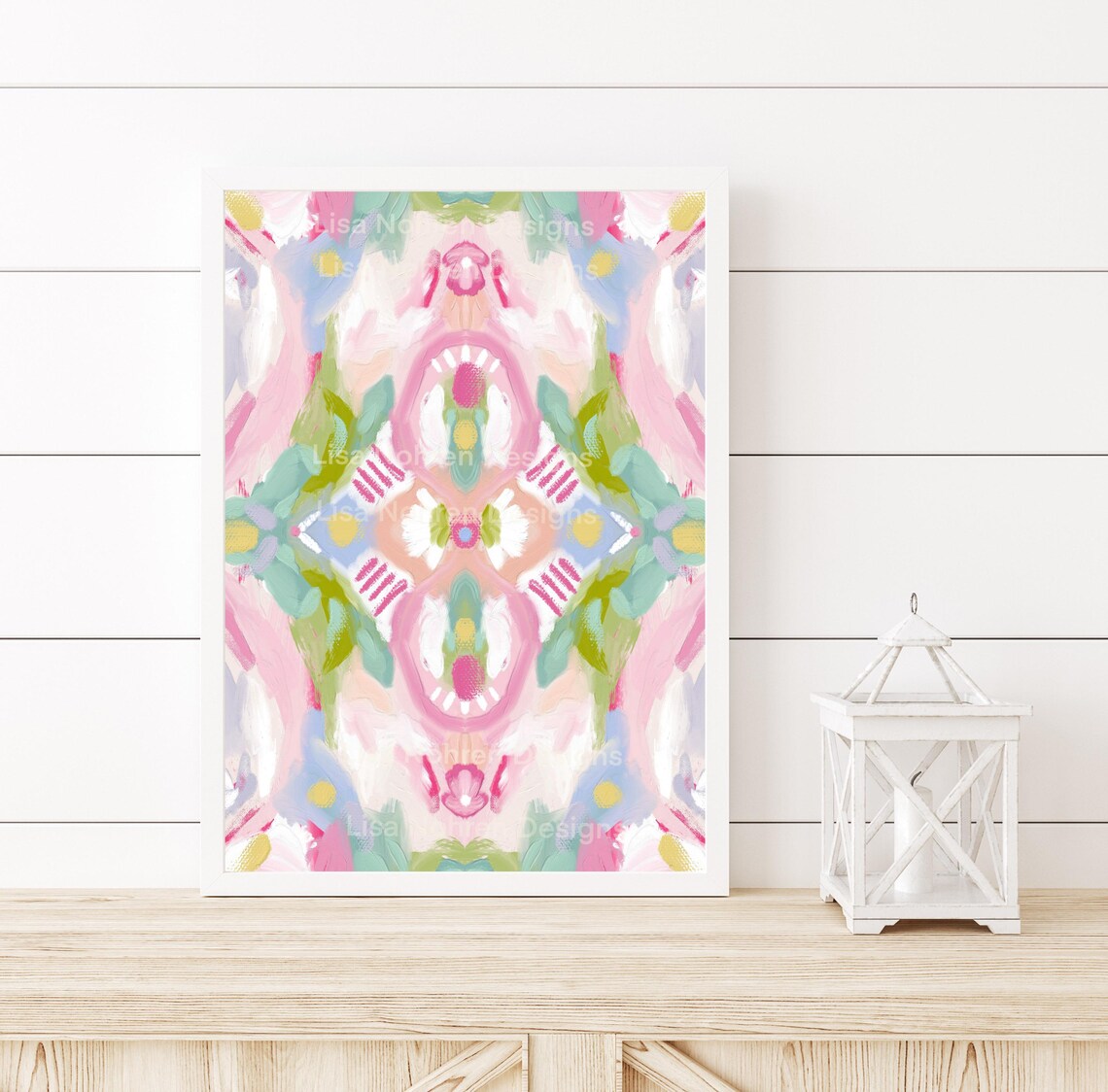 Colorful Pastel Abstract Art Print, Grandmillennial Style