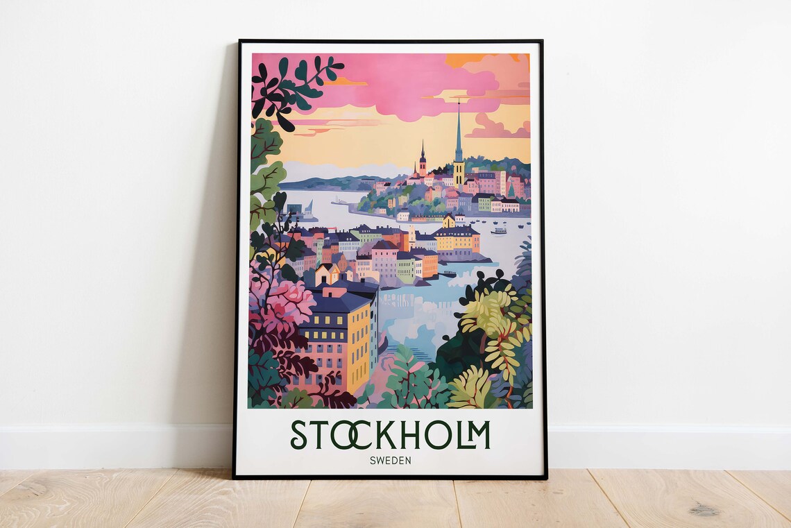 Stockholm Travel Poster, Retro Sweden Wall Art Print - Image 3