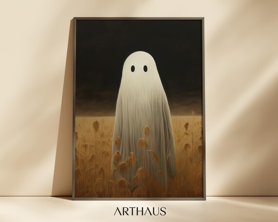 Halloween Wall Art Farmhouse Halloween Rustic Halloween Decor Cute Ghost Spooky Season Halloween Vintage Ghost Halloween Print