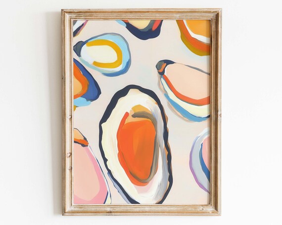 Oyster Shell Wall Art Pastel Coastal Abstract
