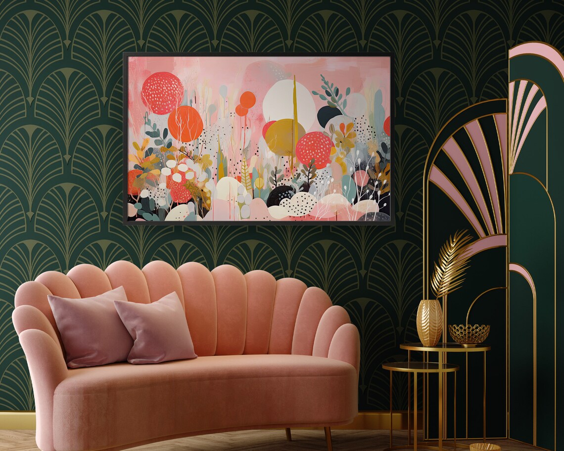 Blush Pink Maximalist Abstract Wall Art Print - Image 3