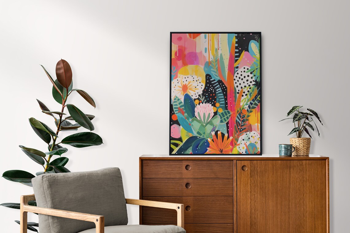 Maximalist Abstract Art Print, Eclectic Colorful Style - Image 3