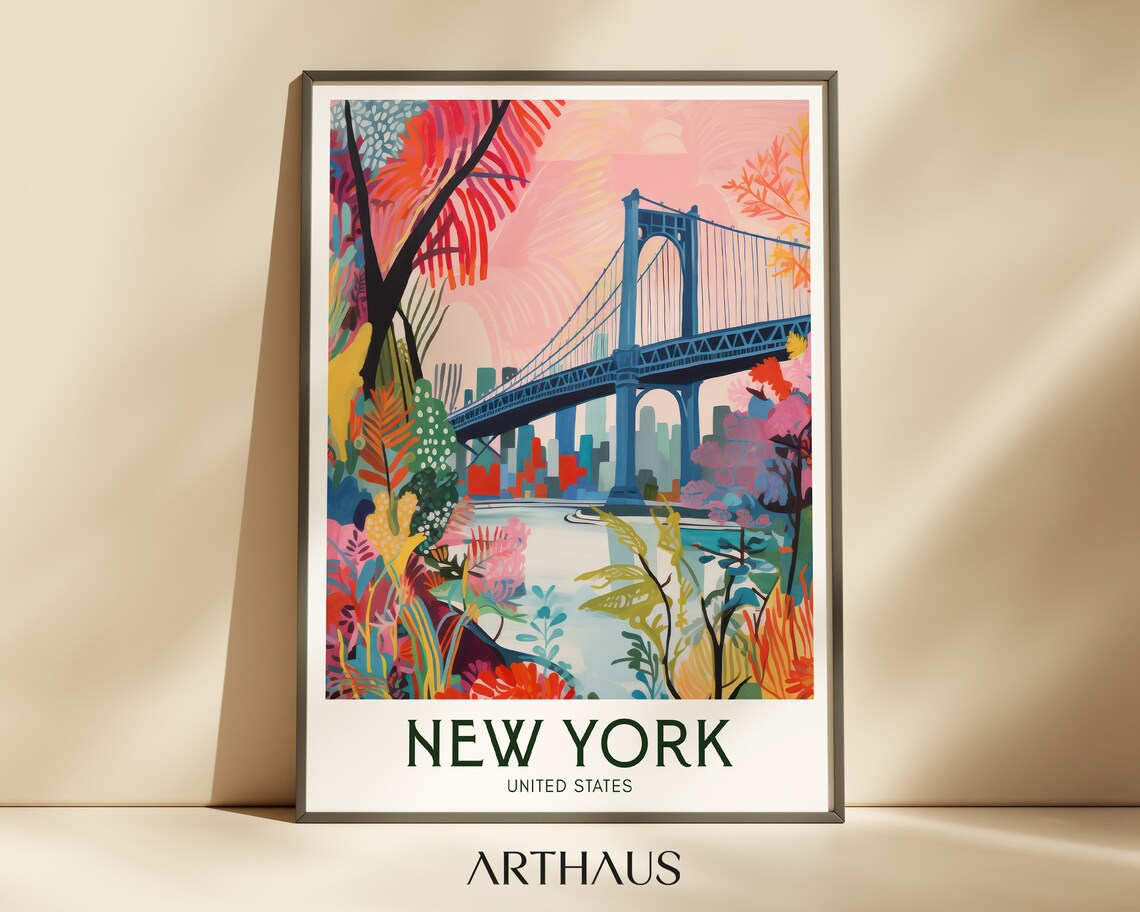 New York Travel Poster, Colorful Maximalist Travel Poster