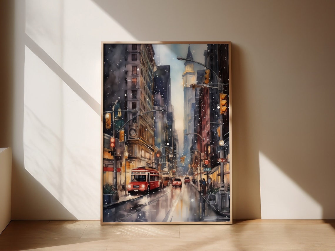 New York Christmas Poster Christmas Watercolor Poster New York City Poster Christmas Poster New York Wall Art Gift For Christmas