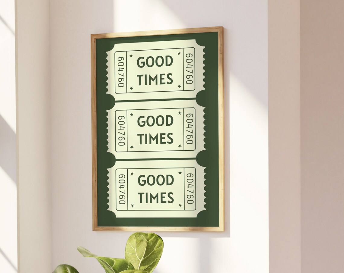 Green Good Times Ticket Retro Bar Cart Art Print