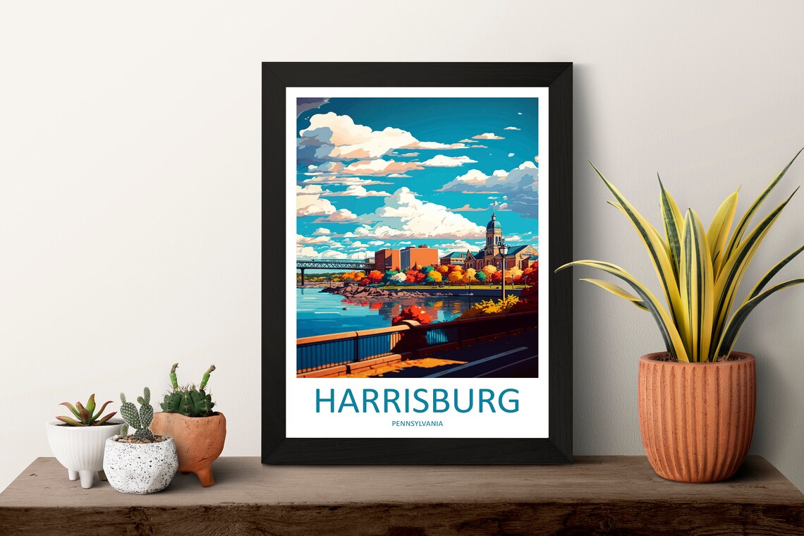 Harrisburg Pennsylvania Riverfront Skyline Fall Colors Poster - Image 3