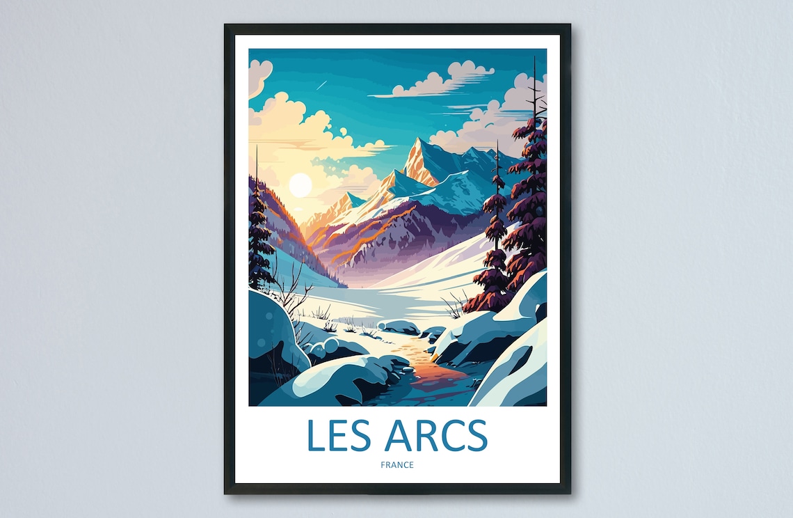 Les Arcs Ski Resort Art Print, France Travel Poster